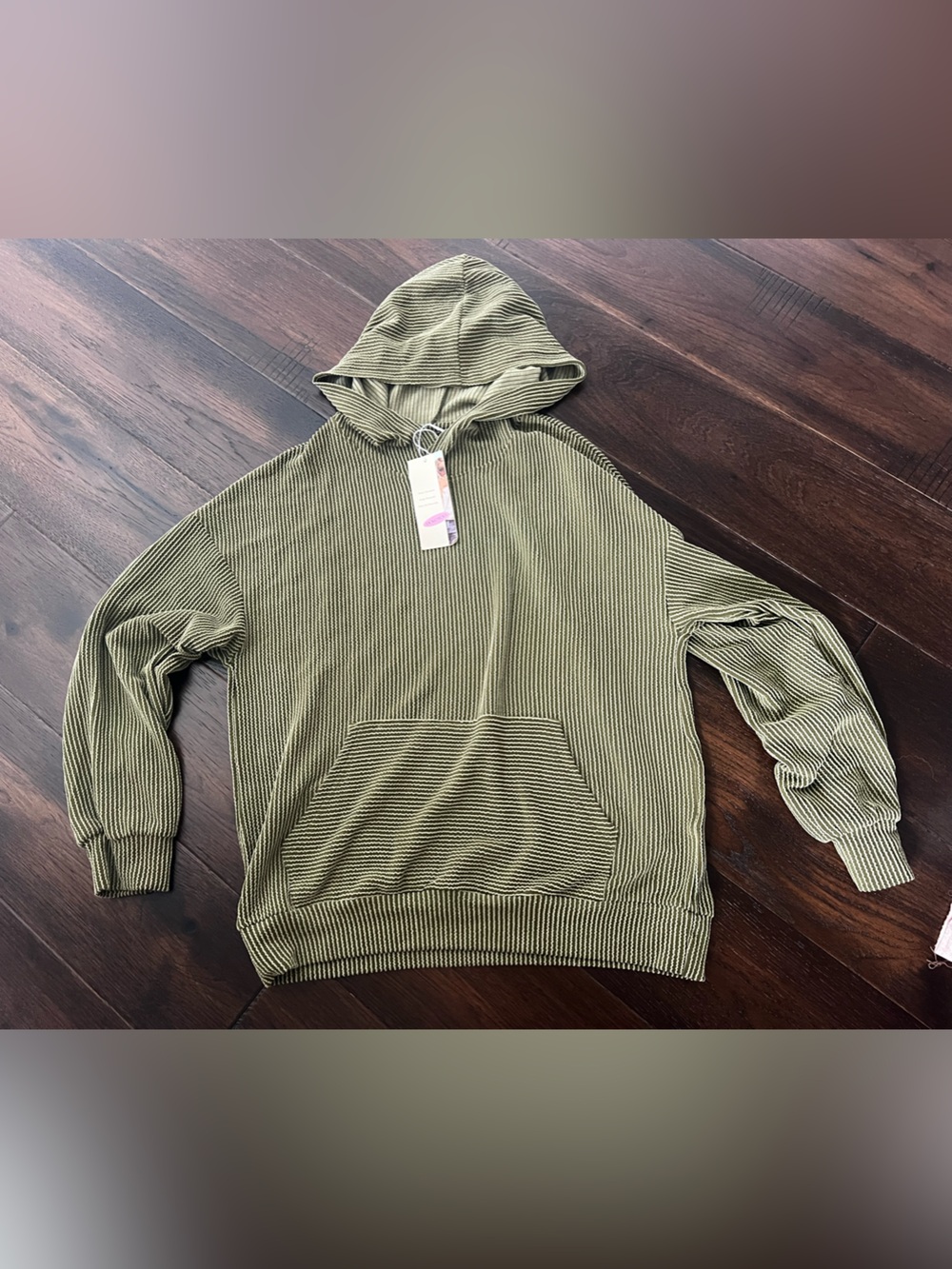 Women’s Olive Striped Hoodie Sweater